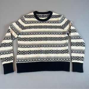 Brooks Brothers Nordic Knit Sweater M Lambswool Angora Fuzzy Geometric Crewneck